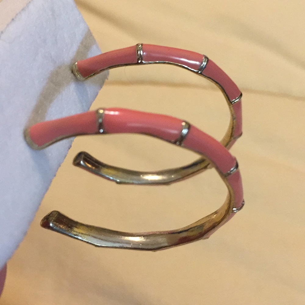 Bamboo style hoop earrings - Picture 5 of 7